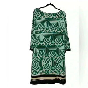 Jessica Howard Geometric Print Shift Dress Size XL – Long Sleeve, Retro Style